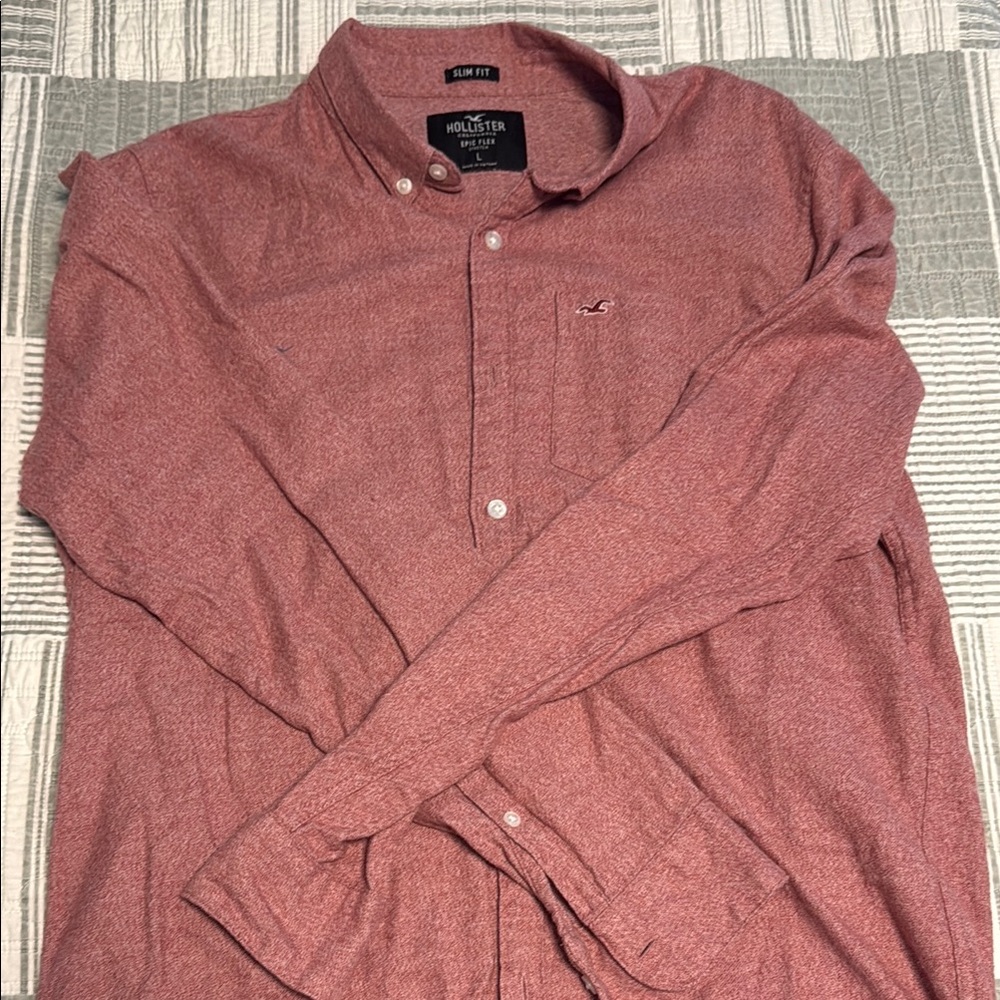 Hollister Red Casual Button Down Shirt